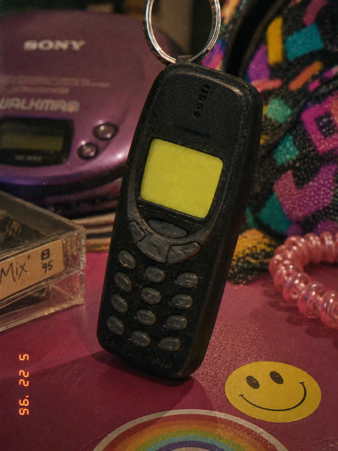 Retro 90's Brick Phone Keychain | Vintage Cell Phone Bag Charm