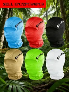 6pcs/2pcs/1pc Unisex Letter Printing Balaclava Ski Masks Neck Gaiter Headwear Breathable Face Cover for Men Women Outdoor Sports Hiking Fishing Commuting Suitable for Daily Wear Breathable Face Covering