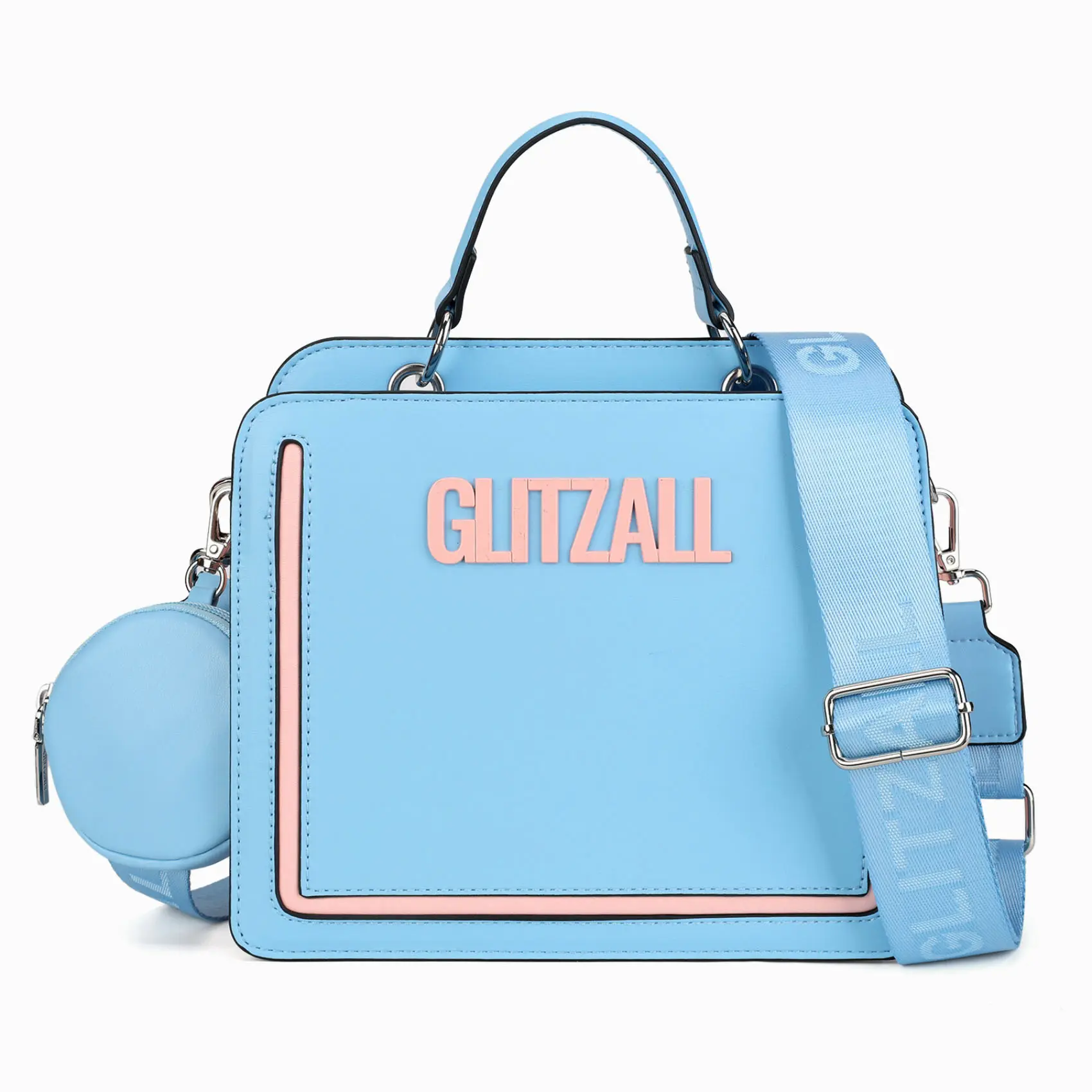 GLITZALL Women's Structured Colorblock Pu Leather Satchel Handbag - Elegant Casual Crossbody Bag with Detachable Clutch, Wide Adjustable Strap, Waterproof High-Capacity Design for Everyday Outfits