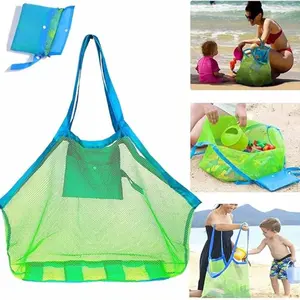 Large Beach Mesh Bag, Handheld Bag for Toys, Towels, Sand, Ideal for Kids, Markets, Grocery Stores, Picnics, Durable and Versatile, Beach Tote Bag
