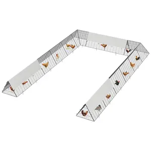 236.2"x157.4"x24.2" Large Metal Chicken Tunnels with Corner Frames & Weather-Resistant Cover – Portable Poultry Cage for Hens, Ducks & Rabbits