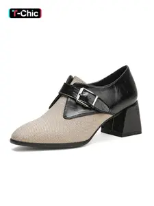 Women's Fashion Casual Shoes, Comfortable Low-Heeled Design, Breathable Textured Material, Perfect for Daily Wear & Stylish, High Heels