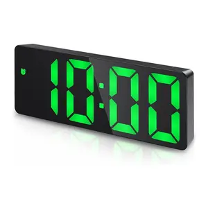 Digital Clock, Battery Powered with USB Charging, Large Display, LED Bedside Clock, Adjustable Brightness, Sleep Timer, Date & Temperature