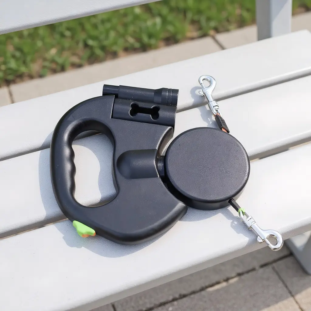 Adjustable 2-in-1 Retractable Dog Leash for Small & Medium Breeds Retractable Design Comfortable Experience Ideal for Outdoor Adventures Training and Daily Walks swivel head Double Dog Leash with Self-Shrinking Feature Waterproof Raised Rotating