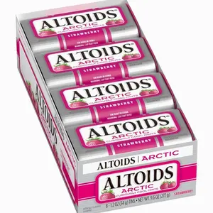 ALTOIDS Arctic Strawberry Breath Mints Hard Candy Bulk, 1.2 oz Tin (Pack of 8)