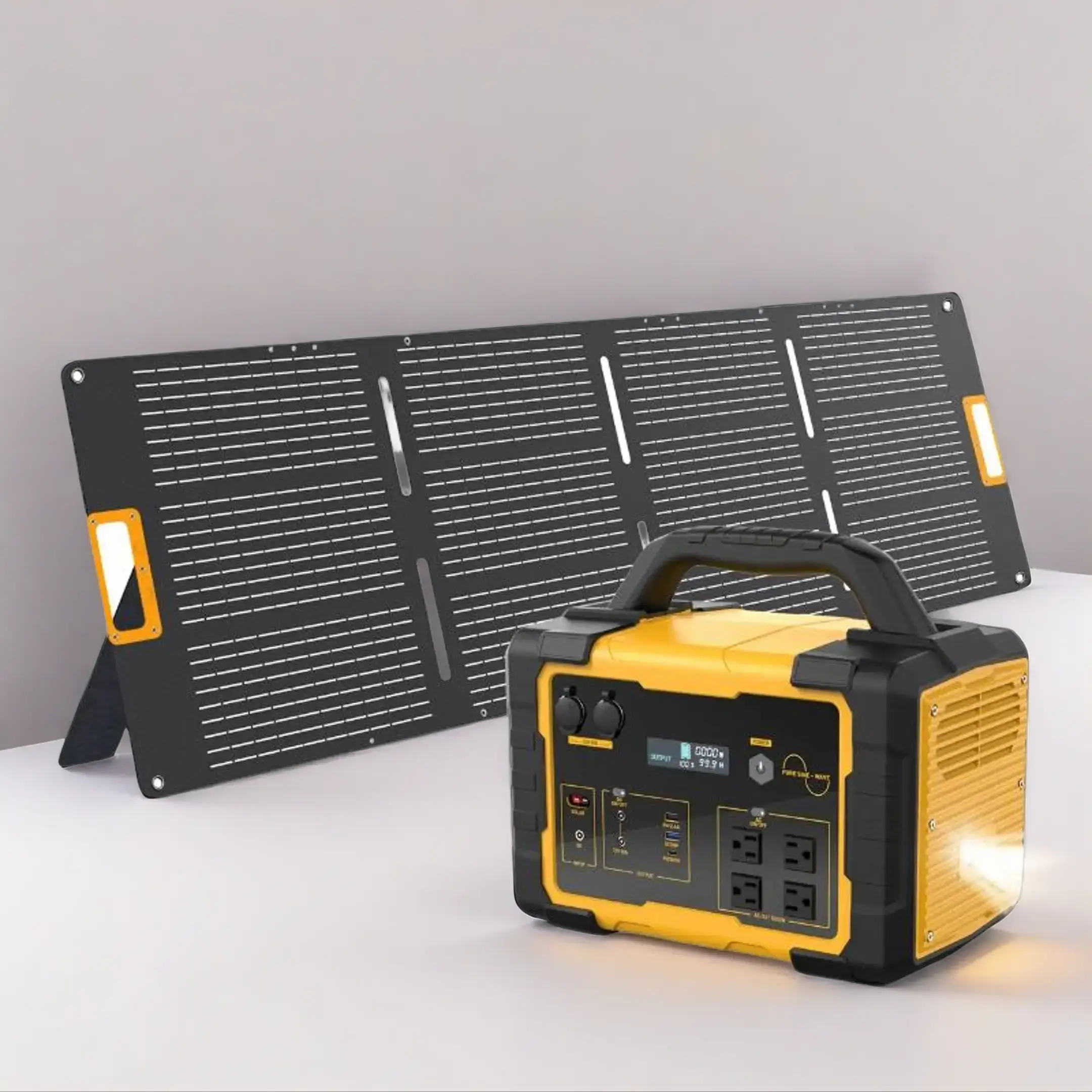 1000W 1024Wh Portable Power Station - Solar Battery Charger with Fast Charging Lithium Cell, 120V/1000W 4 AC & USB Ports, Aluminum Alloy Build, Built-In Light, Optional 200W/400W Solar Panels for Camping, Hunting, Emergency Use, High Output Battery
