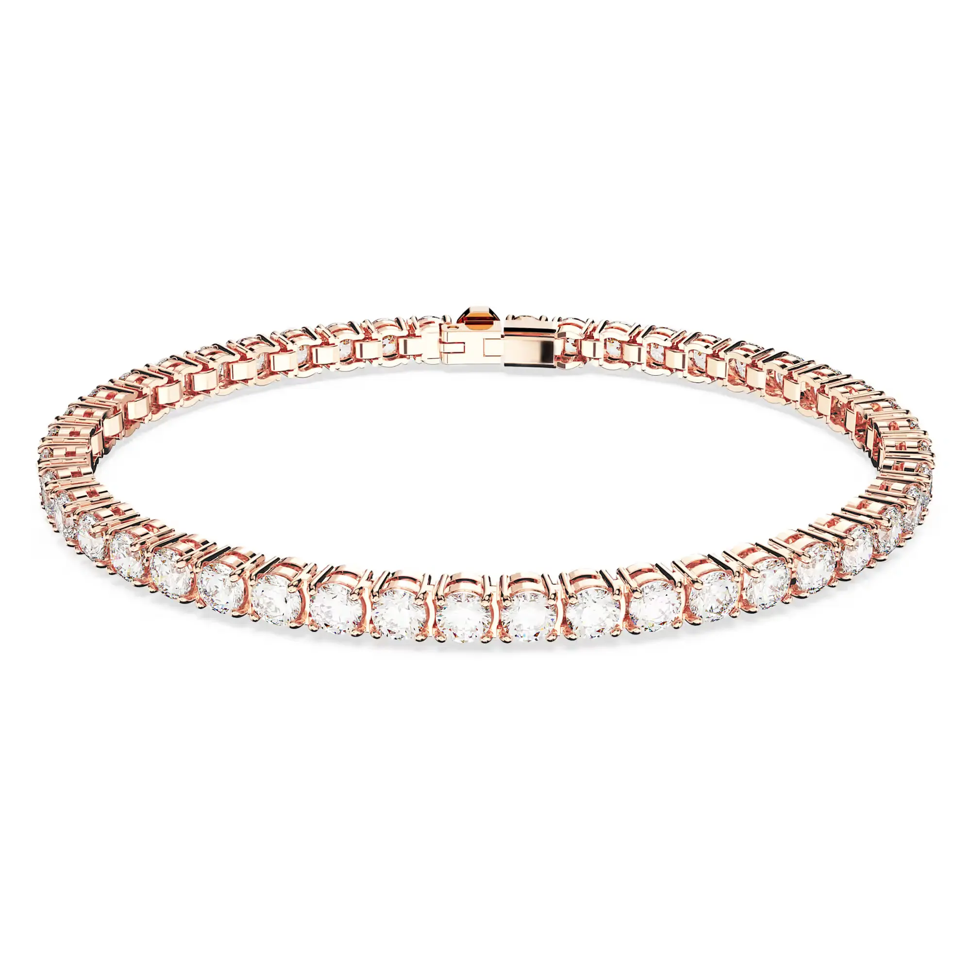 Swarovski Matrix Tennis Bracelet for Women, Rose Gold-tone Plated with Round Cut White Zirconia, Circle Set for Everyday Wear, Classic