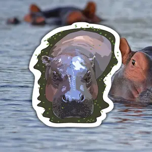 Hippopotamus Glossy Waterproof Sticker