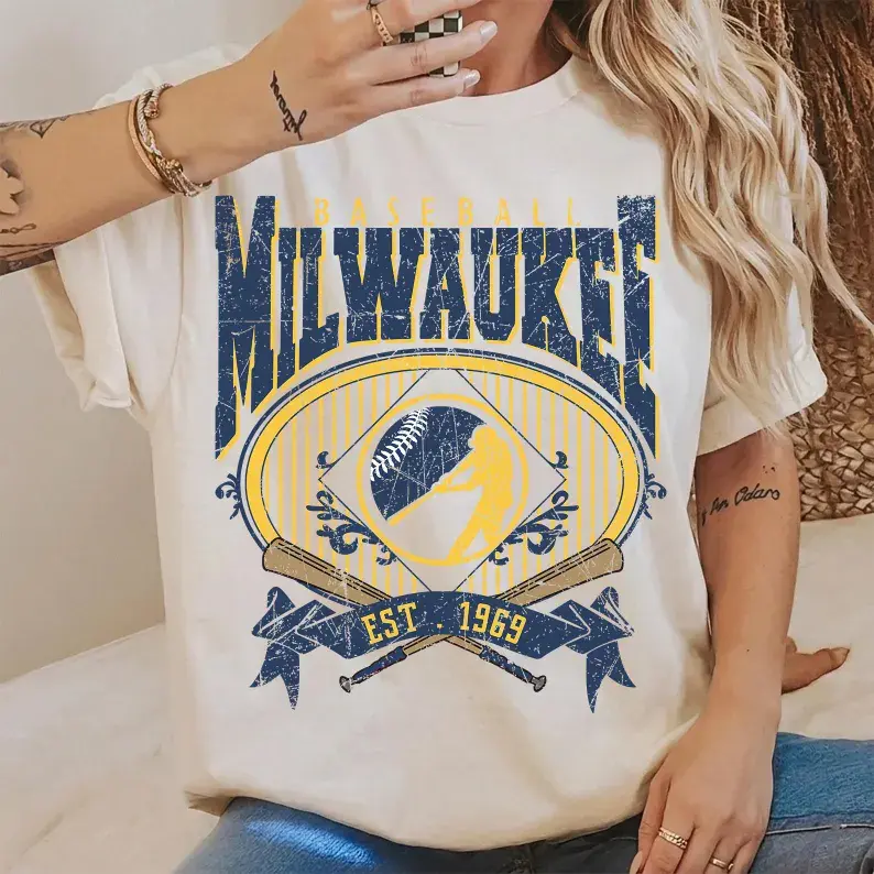 [Sale Up To 50%] Vintage 90s Style Milwaukee Baseball Shirt, Game Day Tshirt, Milwaukee Brew Crew Team Baseball Tee, Sunday Milwaukee Mascot T-Shirt, Brewers Fan Apparel Sweatshirt Hoodie