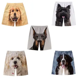 Outdoor beach pants Men's Funny Dog 3D Graphic Yellow Loose Fit Summer Beach Shorts