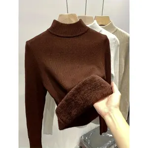 SolidColorKnitPullover,CasualMockNeckLongSleeveTopForFall&Winter,Women'sClothingFabricKnitwearfallsweaterssweaterswomen Womenswear Knitting