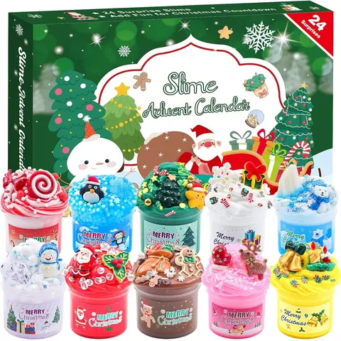 Christmas Countdown Gift Slime 2026 Kids, Countdown Calendars 24 Days of Surprises with Slime Kit Funny Gifts for Toddler Kids Teens Girls 4-12 Year Old