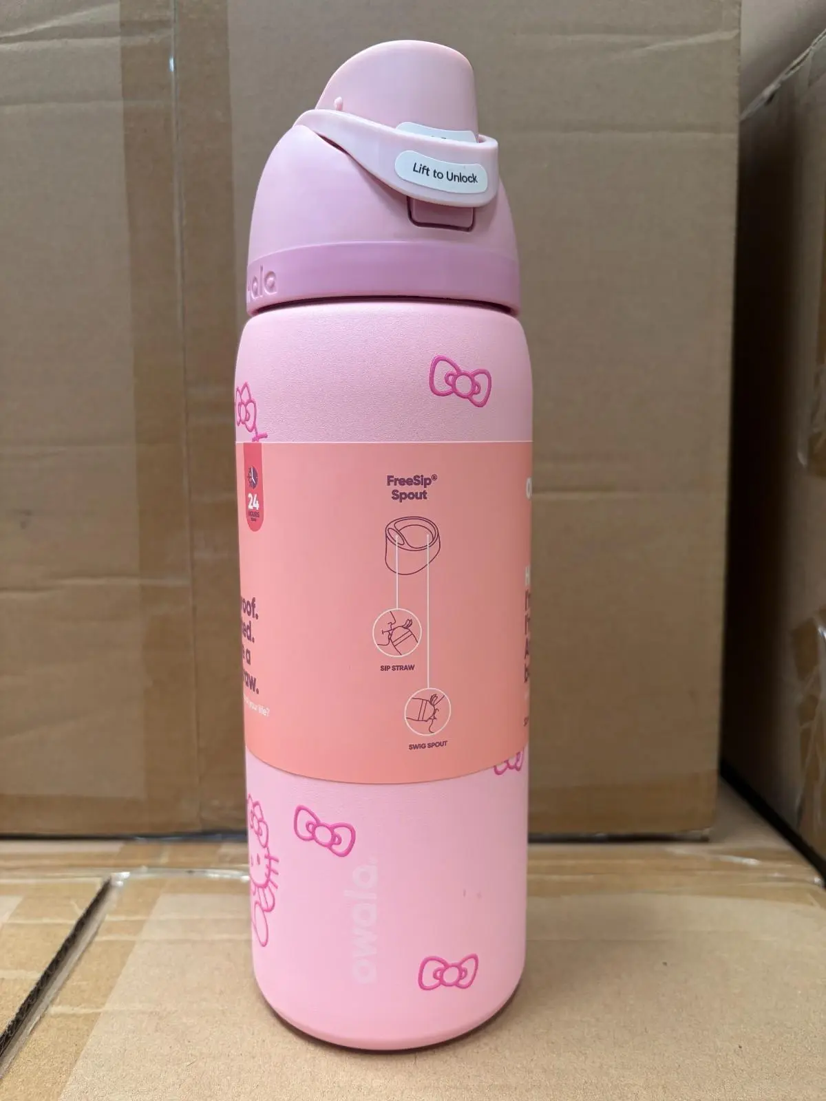 Owala FreeSip Insulated Stainless Steel Water Bottle - 24/32oz Pastel Pink, Leak-Proof Sports Flask with Patented FreeSip Spout & Straw