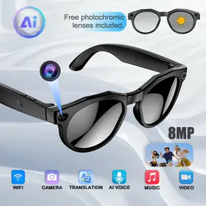 AI Smart Camera Glasses with 1080P Photo Video, Bluetooth Call, Real-Time Translation, AI Voice Assistant, Portable HD Recording, Ergonomic Irregular Frame, Ideal for Parties Travel, Perfect Gift for Teens