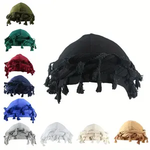 2 Pack Satin Lined Turban Personalized Hair Care Twist Tail Hat with Tassel Edges for Women Men Fashion Accessories