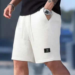 Men'S Lightweight Polyester Casual Shorts with Drawstring Waist - Breathable Textured Fabric, Pockets for Beach, Outdoor & Casual Attire -  Regular Fit, Adjustable Comfort | Simple Design | Durable Fabric
