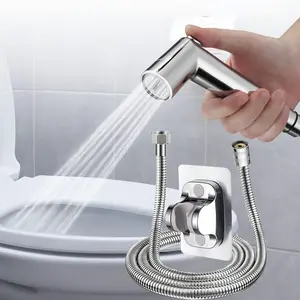 Home Bathroom Adjustable Hand Shower Head, Pet Cleaning and Toilet Cleansing, Flow Control Spray Nozzle, 59 Inch Long Soft Hose, Wall Mount Holder