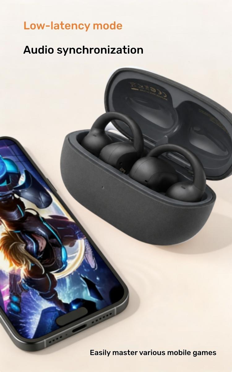 MISHUAI Open Ear Headphones Bluetooth 6.0, 5g Ultra-Light, 40H Battery, IPX6 Waterproof, 720° Surround Sound for Workout & Gaming, Clip-On Design, Zero Ear Fatigue ENC Headset Assistant Voice Smart with MISHUAI Open Ear Headphones Bluetooth 6.0, 5g Ultra-Light, 40H Battery, IPX6 Waterproof, 720° Surround Sound for Workout & Gaming, Clip-On Design, Zero Ear Fatigue ENC Headset Assistant Voice Smart with