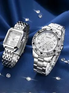 2counts Couple's Watch Set, Featuring a Stylish Business Style That Is Understated and Simple. Classic and Fashionable, Suitable for Both Casual and Business Occasions. Perfect for Valentine's Day, Students, Graduation Ceremonies, and Birthdays.