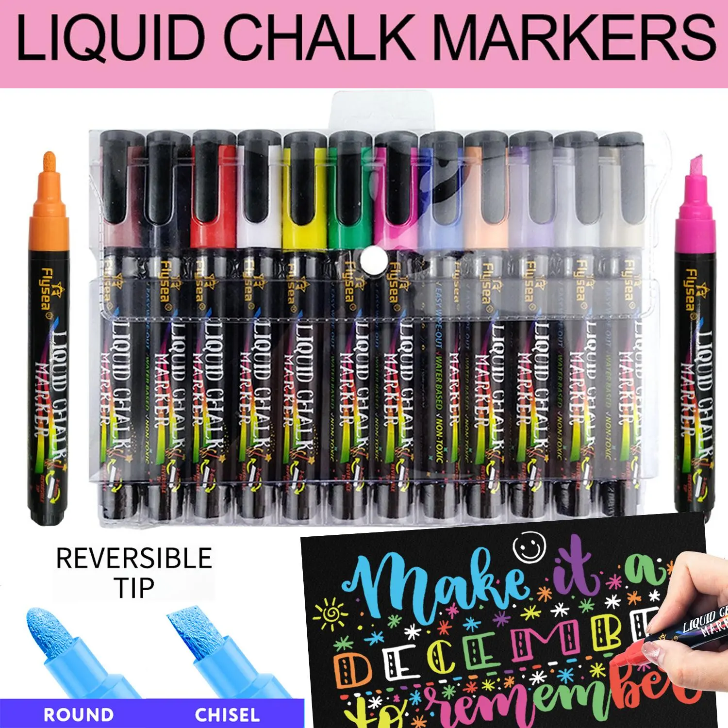 Vibrant Fluorescent Neon Liquid Chalk Markers, Writing Stationery, Bold Washable & Safe for Chalkboards, Menu Boards, Windows, Glass, Creative Expressions, Bulk Markers