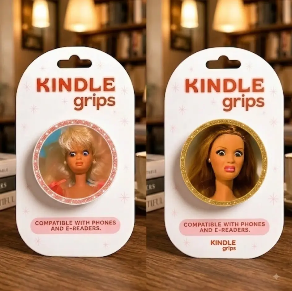 Disgusted Doll Face Phone Grip, Funny Retro Phone Holder, Magnetic Phone Grip, Pop Culture Phone Accessory