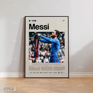 Lionel Messi Poster Messi Barcelona Wall Art Framed Barcelona Print Decor Fan Gift Idea Minimal Posters (No Frame)