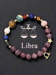 Solar System Bracelet with 9 Planets & 12 Constellations, Healing Crystal Bracelet, Artificial Crystal Beads Jewelry, Unisex Fashion Accessory, Perfect Gift