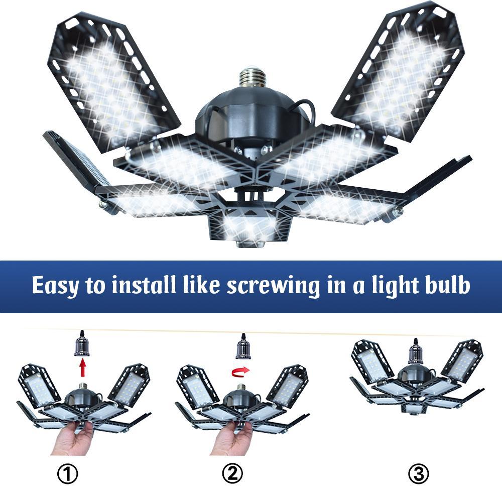 LED Garage Ceiling Light, 200W 10 Deformable Panels 6500K Workshop Lights LED Garage Ceiling Light, 200W 10 Deformable Panels 6500K Workshop Lights