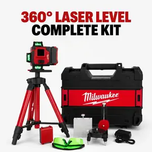Milwaukee 16-Line Outdoor Green Light Laser Leveler 360° Tool Full Kit - Auto-Leveling, High Precision, Stable Performance, Includes Tripod & Accessories for Construction, Renovation Projects site job power tool