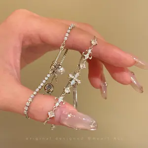 Zircon Iris Cross Bracelet, Personalized & Stylish Temperament Wristband, Retro Light Luxury Jewelry, Niche & Premium Sense