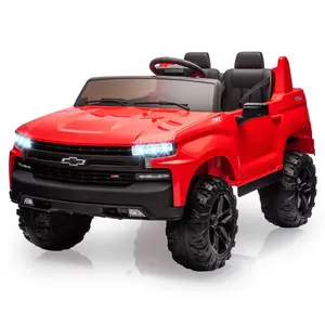 24V 2-Seater Ride On Car for Ages 3-8, Licensed Chevrolet Silverado, Available in Red, Pink, White, Blue, and Grey Colors