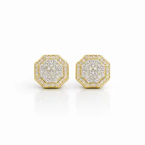 Men's snd women Stud Earrings Gold Plated 14k - Elegant Design with Sparkling Detailing