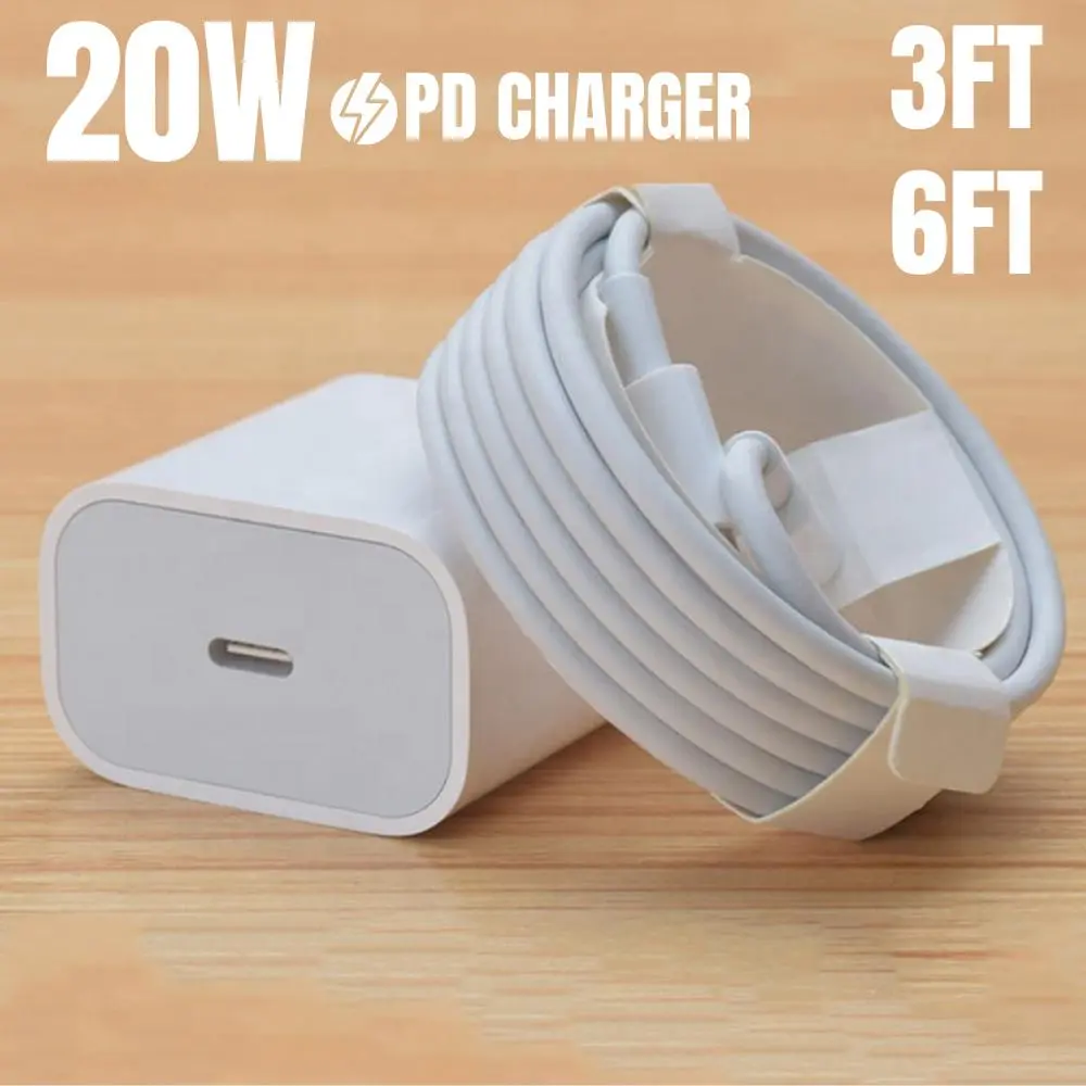 20W PD Fast iPhone Charger with USB-C Type-C Copper Wire Cable - Handheld Electronic Accessory for iPhone 14/13/12/11 Pro Max/XR, Smartphone/Cellphone Charger with Durable Secure Connector & Device Protection