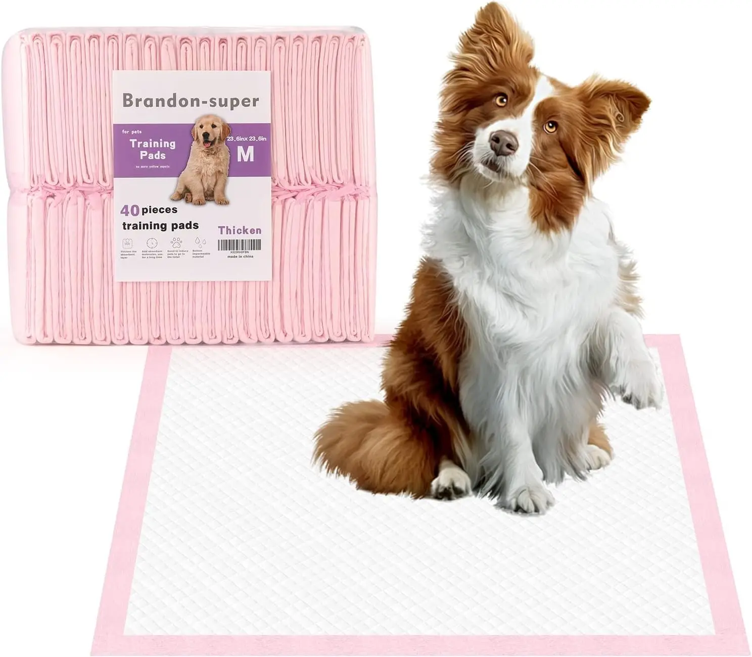 Disposable Puppy Training Pads (40 Count, 24"x24") - High Absorption, Thicker, Leak-Proof Dog Pee Pads for Indoor Pet Potty Training & Housebreaking, 24" X 24"