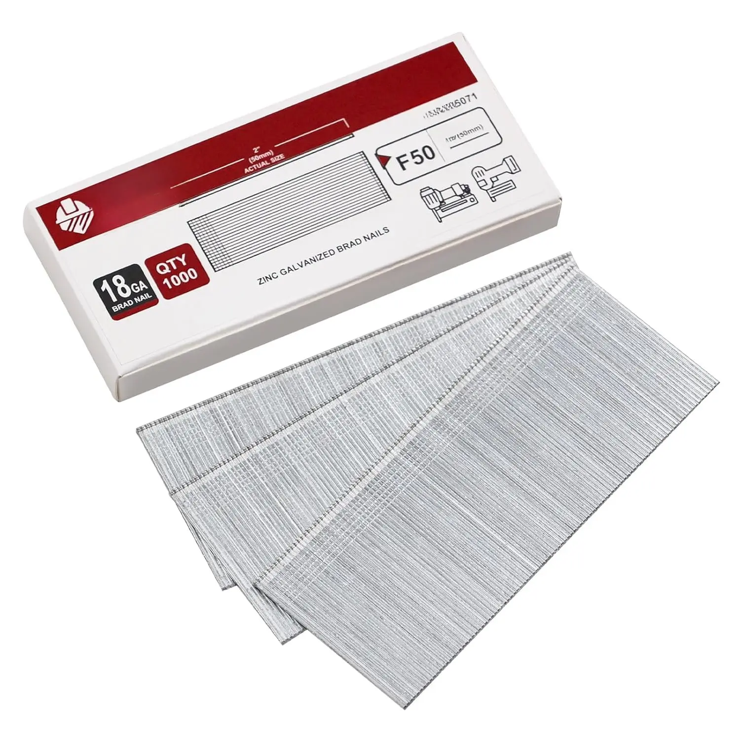 18 Gauge Brad Nails, 1000 Counts 2-inch 18 GA Brad Nails, Galvanized Nails for  , Finishing   Nails for Pneumatic, Electric Brad Nailer