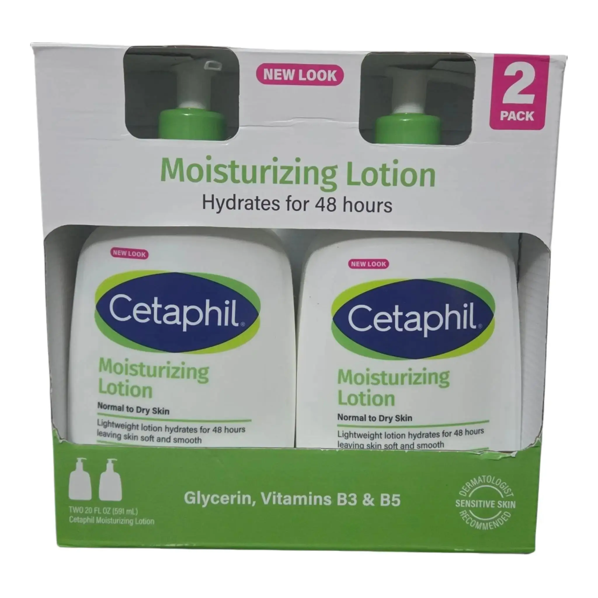 Cetaphil Moisturizing Lotion with Vitamins B3 & B5 - Everyday Mild Care Youth Hydrating Regular Edition, Gentle Daily 48-Hour Hydration for Dry to Normal Sensitive Skin, 20 fl oz Multi-Pack (2-Count), None, Sweet Almond Oil (Prunus Amygdalus Dulcis), Cont