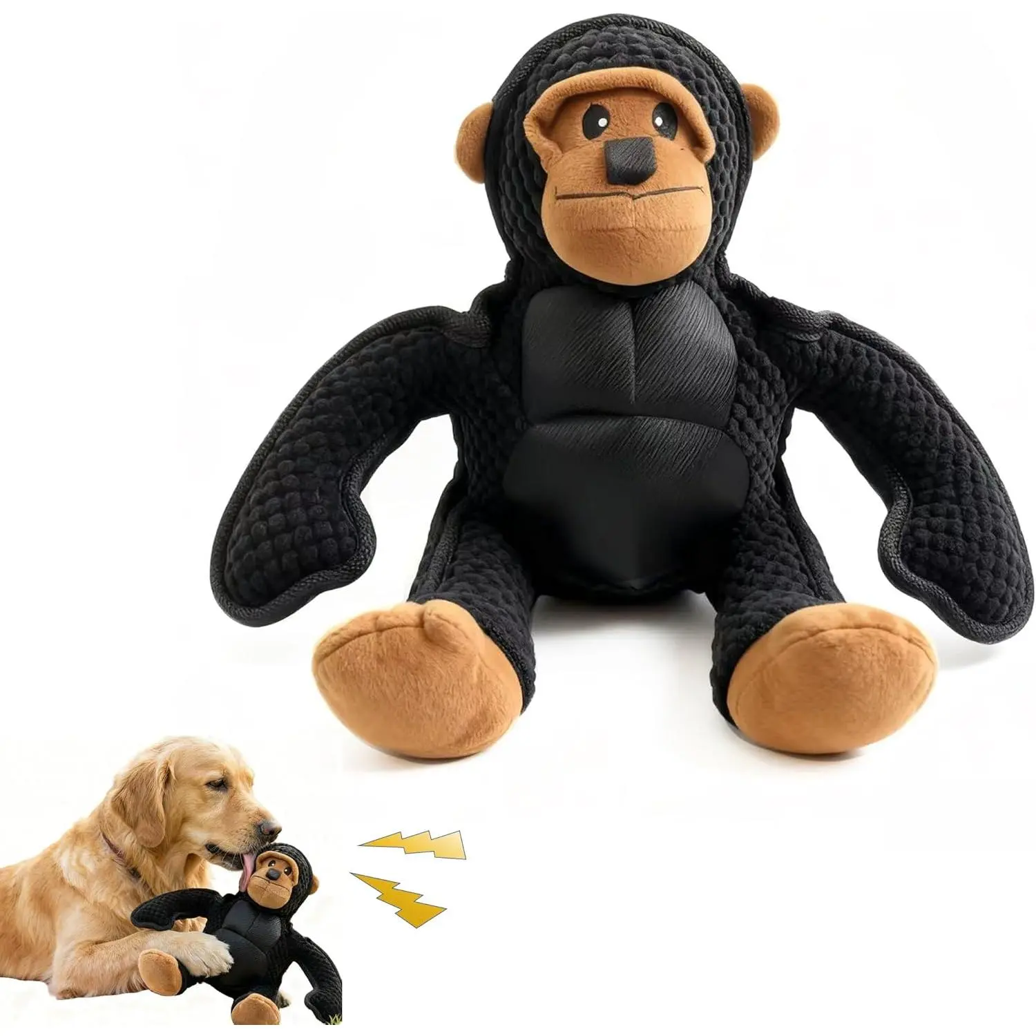 Plush Stuffed Squeaky Dog Toys, Dog Toy Medium,Large Breed, Dog Chew Toys for Non-Aggressive Dogs,Chew Dog Toys to Keep Them Busy,Solomon,11" x 11" Gorilla