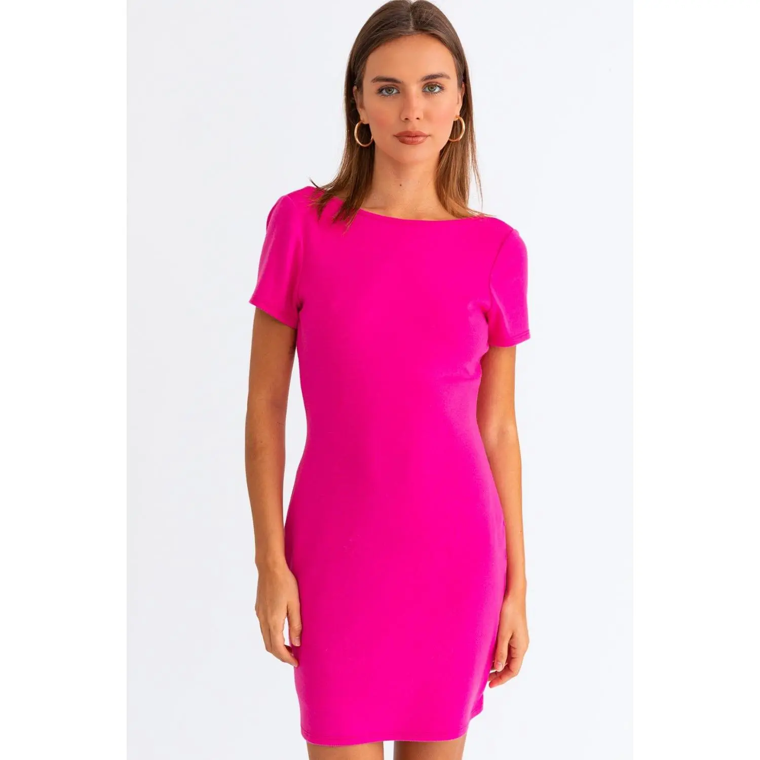 Tasha Apparel Short Sleeve Low Back Mini Dress
