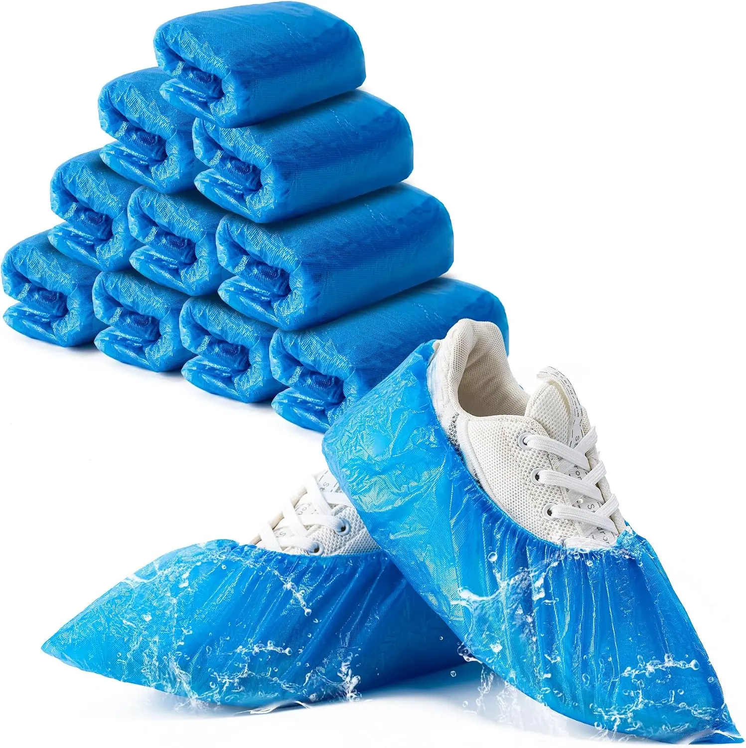 Pack of 110 (55 Pairs) Shoe Covers Disposable Non Slip, Premium Waterproof and Recyclable Shoe Booties Covers for Indoors, Fits Up To 11 US Men and 13 US Women Size