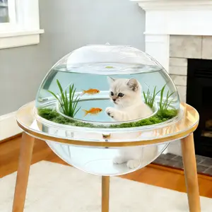 [Fahuac] 2-in-1 Cat Bed & Fish Tank - Acrylic, Wood Legs, Space-Saving, for Living Room.