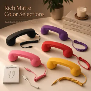New Retro Phone Earpiece | Ideal for seniors’ hands-free calls, clear sound quality with volume control button | Compatible with phones, tablets, and computers; includes a Type‑C adapter; available in multiple colors | A practical gift choice for Christma