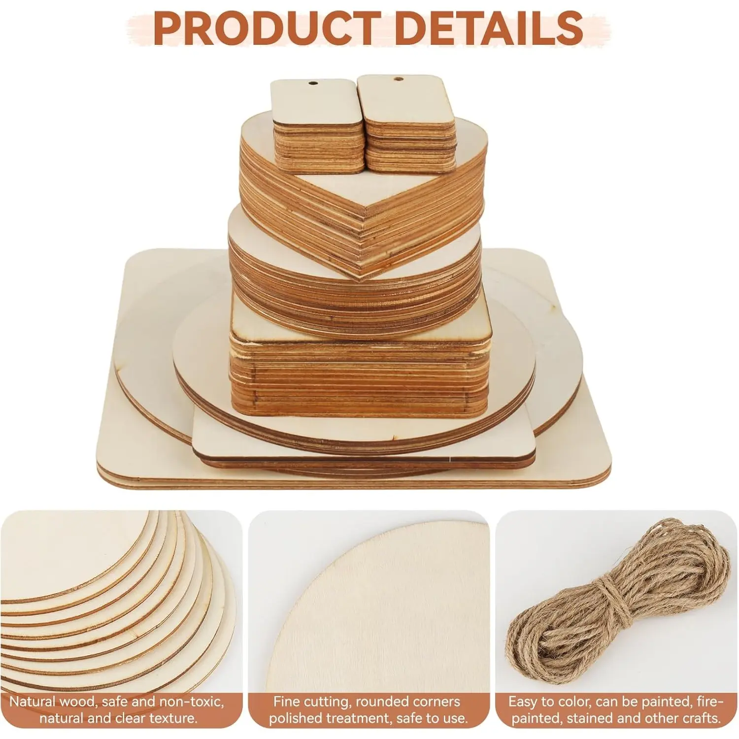 65-Pack Eco-Friendly Unfinished Round Wooden Art Boards (10x10 cm, 2 mm) - Rustic Home Improvement Supplies for Crafts, Party/Wedding Decorations, Christmas Ornaments, DIY Enthusiasts, Party Decorations