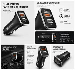 2 PACK Car Charger PD USB-C 12V Adapter Plug For iPhone 15 14 13 12 11 X Pro Max