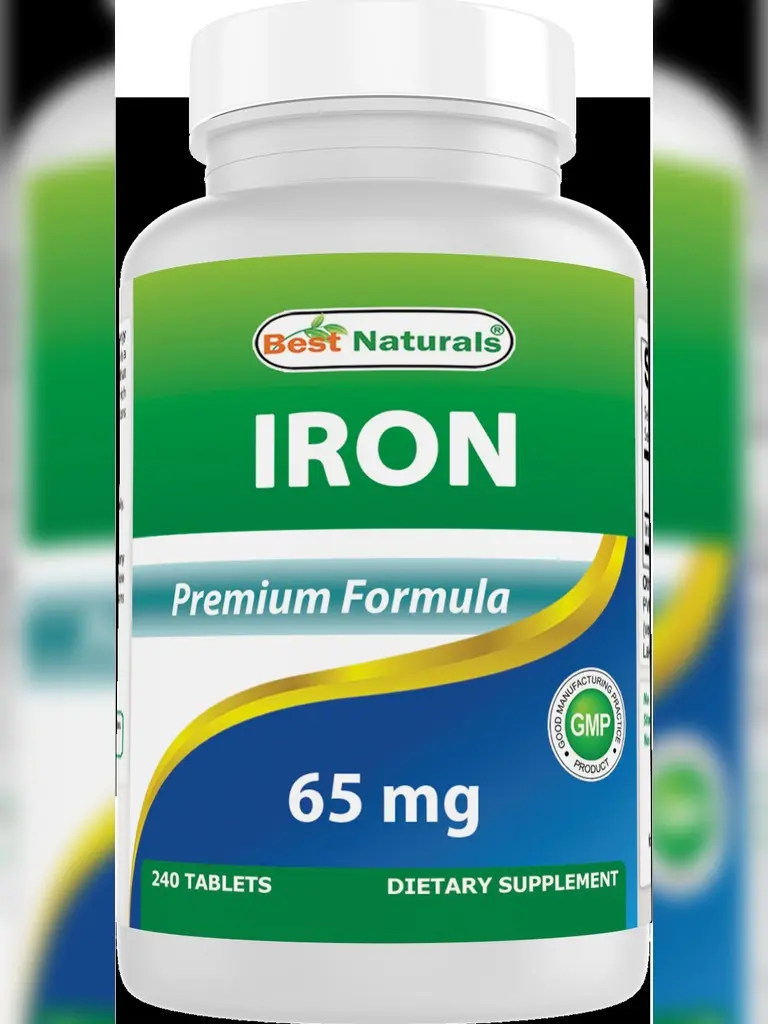 Best Naturals Iron Supplement - 65 mg - 240 Tablets - Non-GMO & Gluten Free
