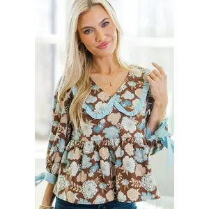 NURSING COLLECTION It's Your Time Blue Floral Blouse