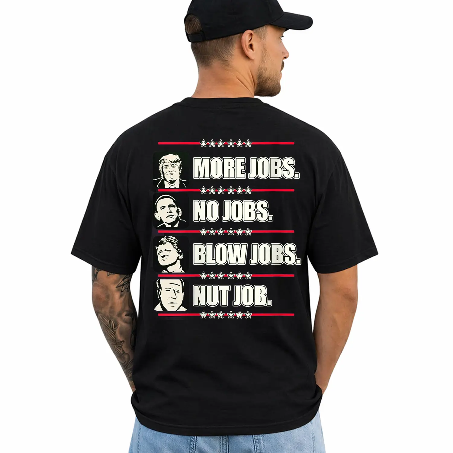 Vote Trump Anti Biden Obama Clinton Funny Choice Gift Ladies' V-Neck Tshirt, Short Sleeve Printed Graphic Shirt, Daily Casual Cotton Menswear