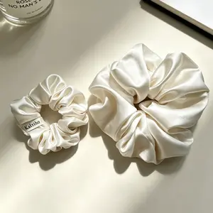 Kalxiho 2 Pcs Elegant Satin Scrunchies Large and Medium Set Soft Fluffy Hair Ties No Damage SummerVibes