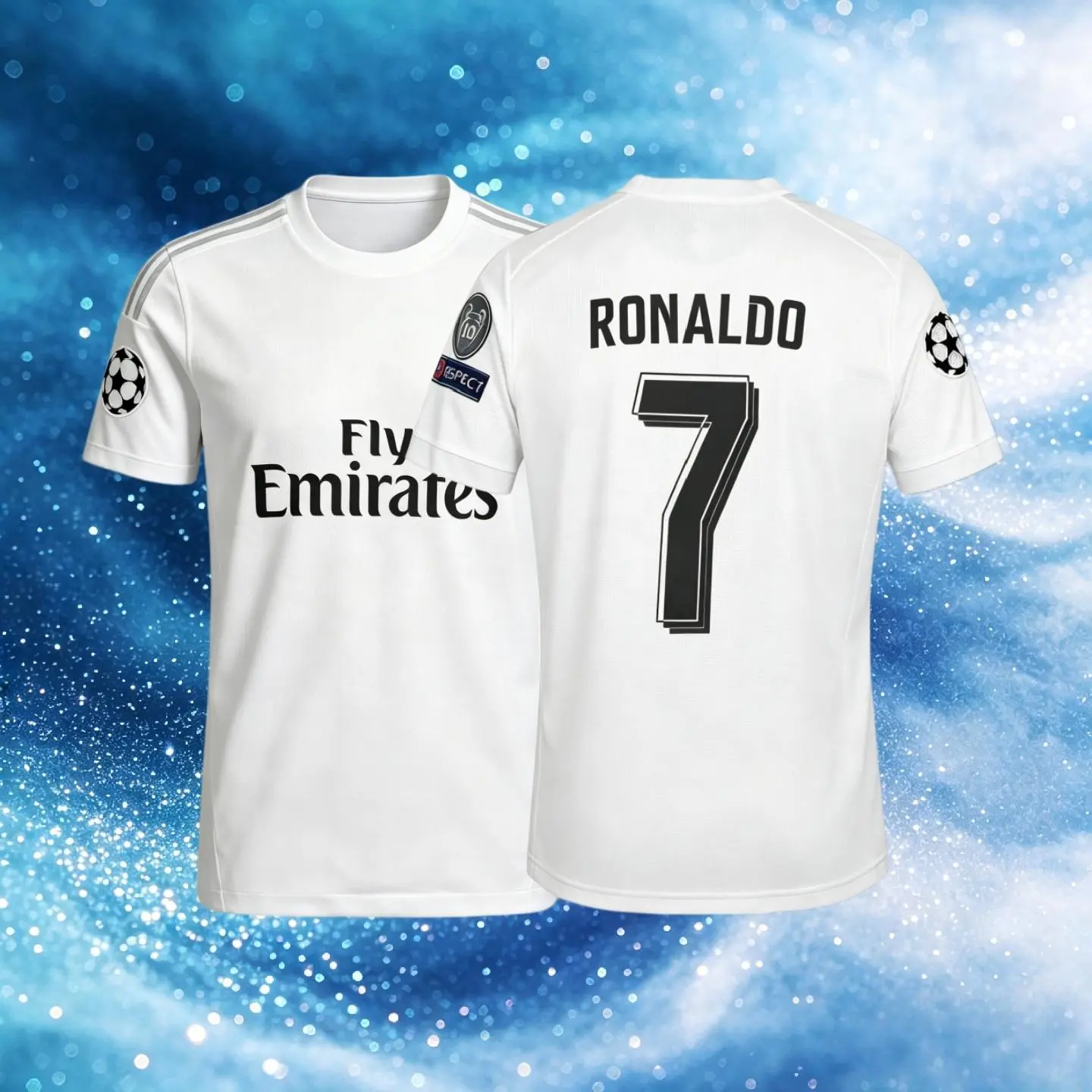 15 16 Home Kit White 7# Cristiano Ronaldo Short And Long Sleeve Soccer Jersey Fans Version