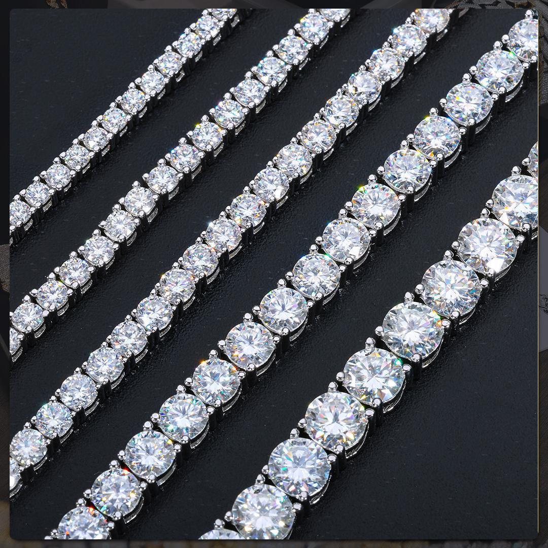 Sparkling Moissanite Tennis Chain Bracelet Necklace 100% 925 Sterling Silver Pass Diamond Test Fine Jewelry valentine's day Gift