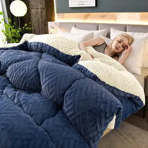 PureWeav Cozy 3D Geometric Velvet - Backed Sherpa Comforter luxurious Machine Washable Super Fluffy Duvet Fluffy Duvet Insert comforter queen size